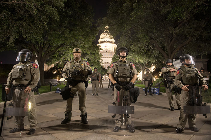 Texas Department of Pubic Safety troopers guard the State Capitol