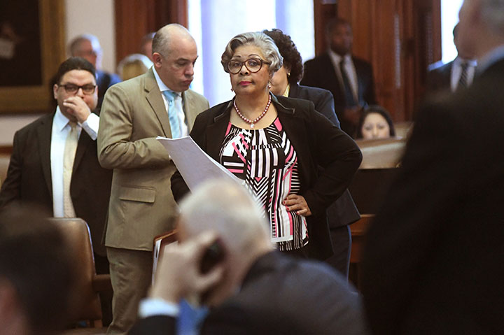 State Representative Senfronia Thompson stands on the House floor during the 85th Texas Legislature
