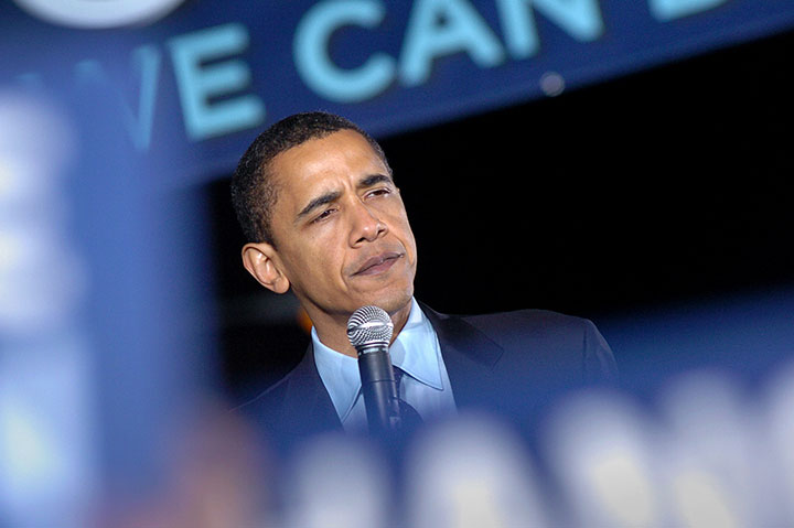 Democratic presidential primary candidate Senator Barack Obama holds a rally