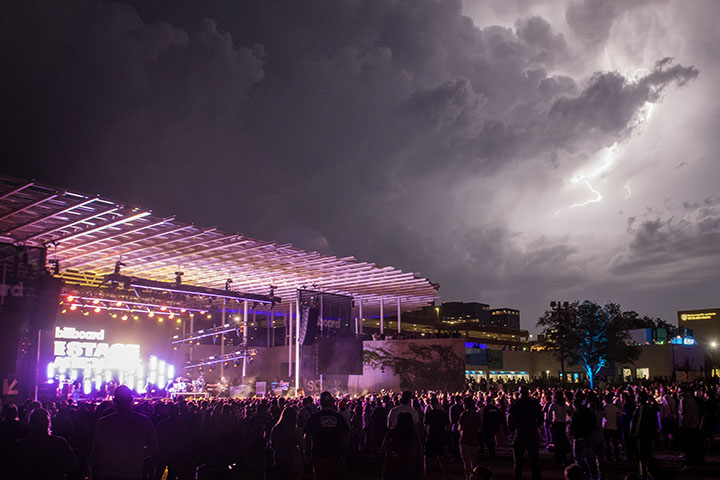 Lightning during the Billboard Showcase at Moody Auditorium during South By Southwest 2023